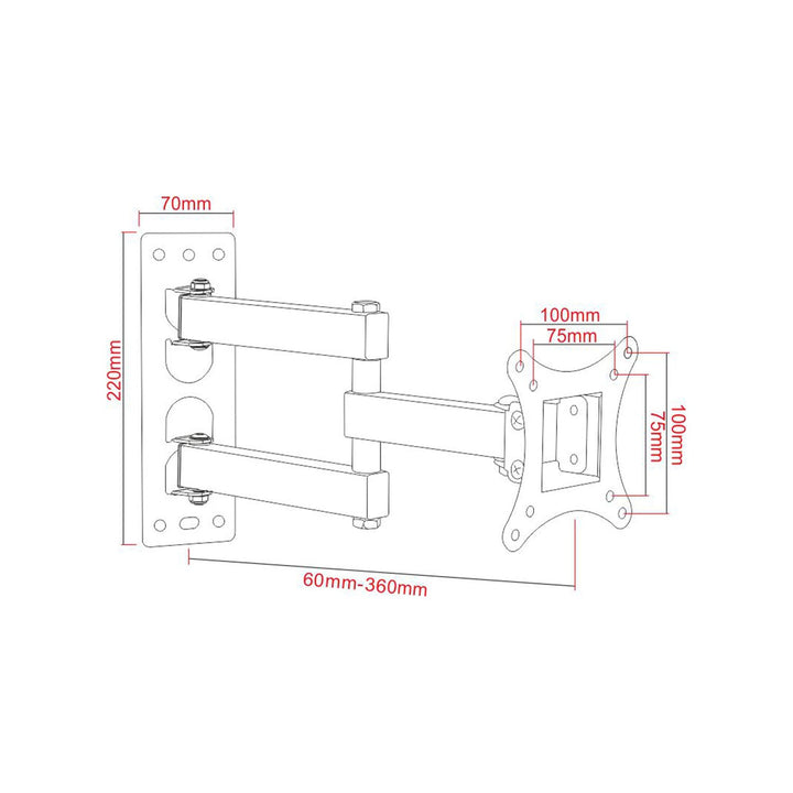 ART TV-holder, 17-42'', 25 kg, sort, VESA 200x200, AR-57A