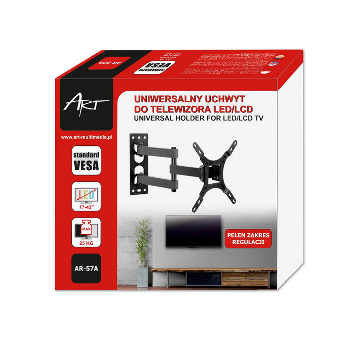 ART TV-holder, 17-42'', 25 kg, sort, VESA 200x200, AR-57A