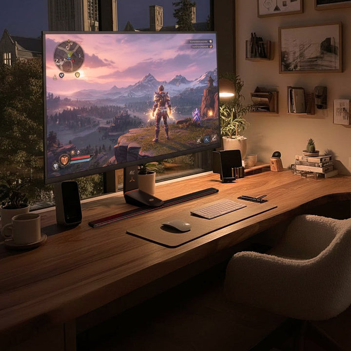 Gaming-monitorholder NanoRS, højdejustering, RGB LED, 32-55", maks. VESA 400x400, maks. 40 kg, RS167