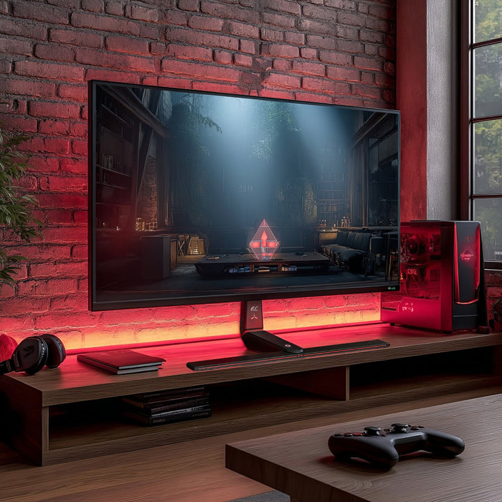 Gaming-monitorholder NanoRS, højdejustering, RGB LED, 32-55", maks. VESA 400x400, maks. 40 kg, RS167