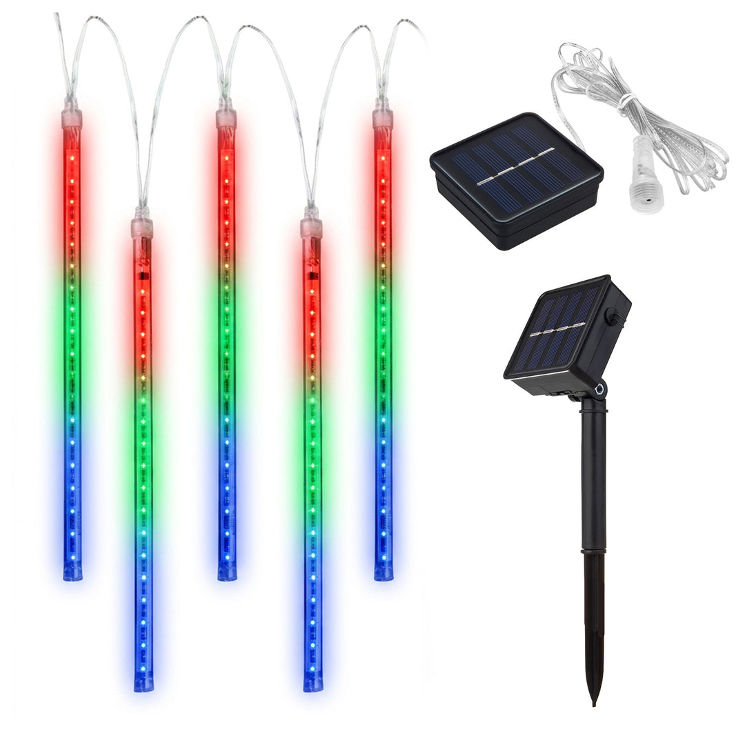 Maclean solcellelamper, 2,4 m lange, 144 LED-dioder, 8 RGB-istapper, faldende istapper-tilstand, Li 800 mAh-batteri, MCE412