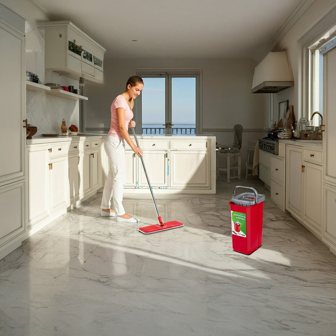 Flad moppe med spand og vridemaskine GreenBlue, to mikrofiberindsatser HQ, kapacitet 5,7 l, MaxiClean GB870