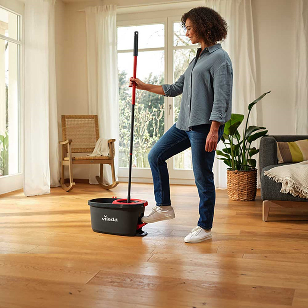 Vileda Turbo Deep Clean-sæt med roterende moppe, skaft og spand