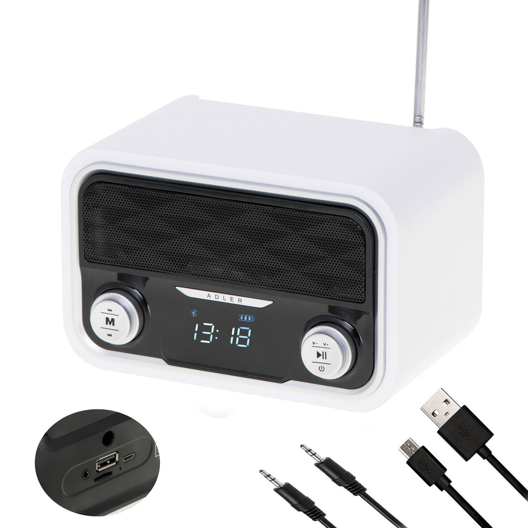FM-radio Bluetooth 1800 mAh SD USB MP3 AUX LCD Adler AD 1185