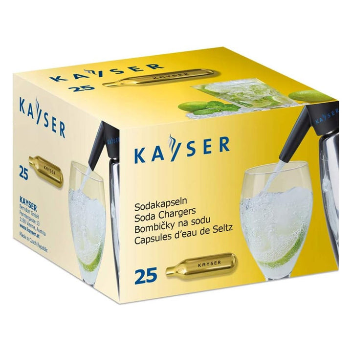 CO2-patroner fra Kayser til Quick Soda Maker-kulsyreapparat, 7,5 g, 25 stk.