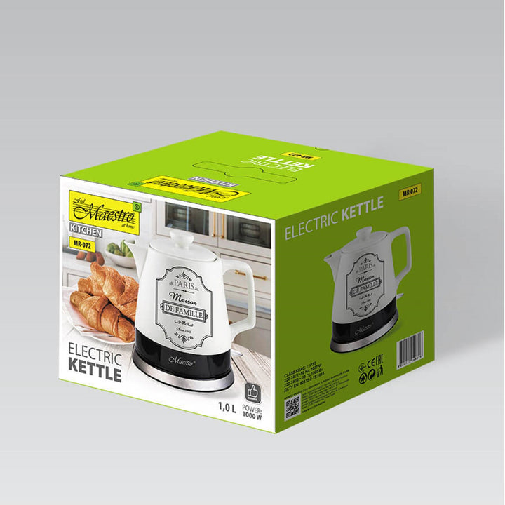 MAESTRO MR-072 elektrisk keramisk kedel, 1,0 l kande, 1000 W