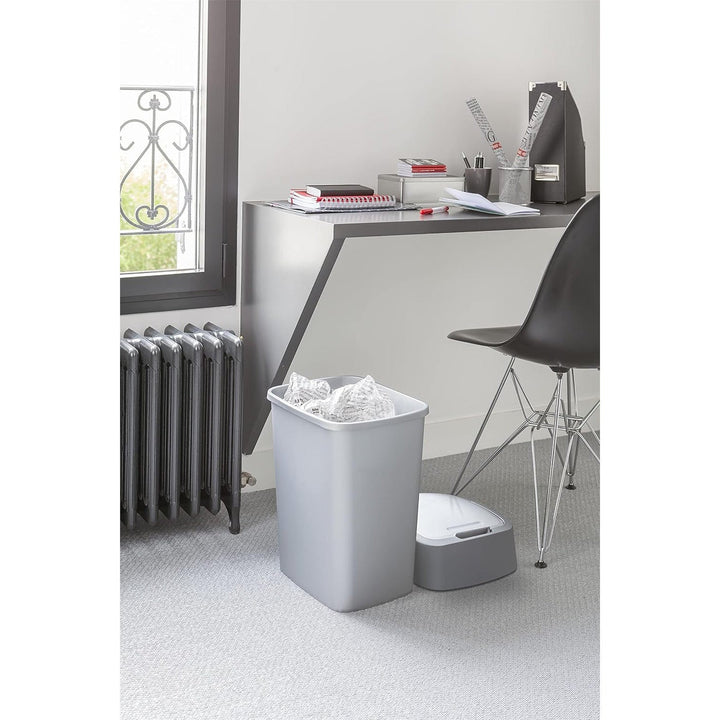 Cuver affaldsspand, til affaldssortering, med låg, grå, sølvramme, 25 l, Flip Bin