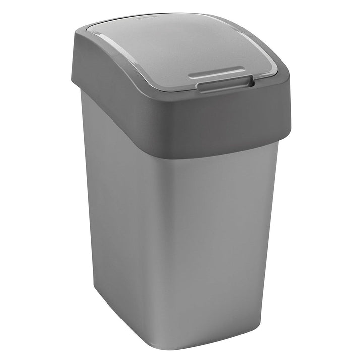 Cuver affaldsspand, til affaldssortering, med låg, grå, sølvramme, 25 l, Flip Bin