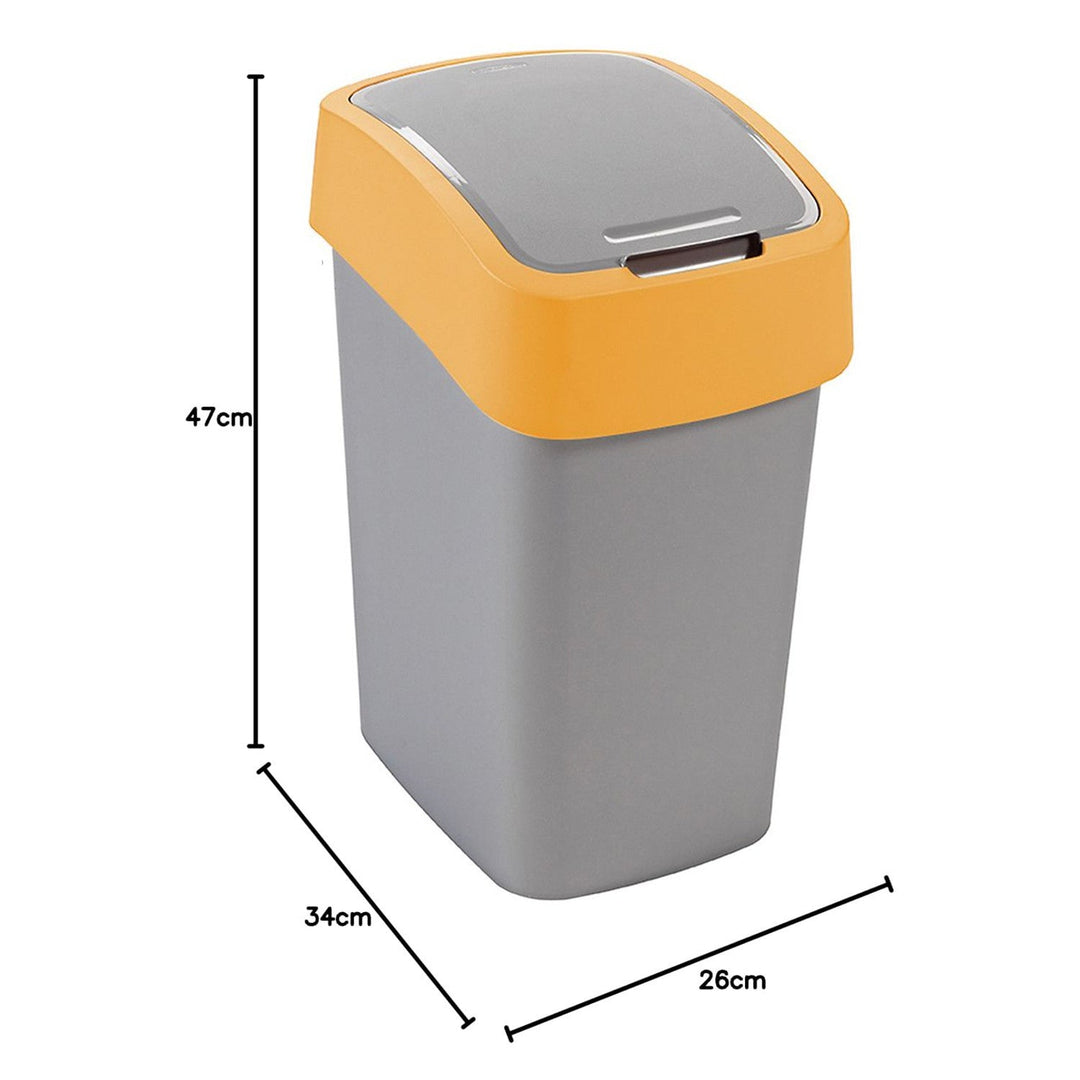 Cuver affaldsspand, til affaldssortering, med låg, grå, orange ramme, 25 l, Flip Bin