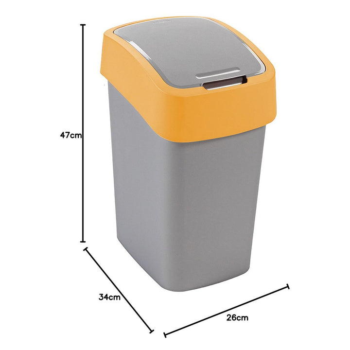 Cuver affaldsspand, til affaldssortering, med låg, grå, orange ramme, 25 l, Flip Bin