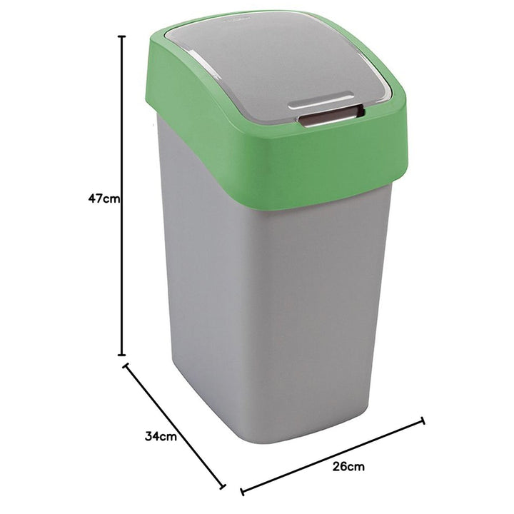 Cuver affaldsspand, til affaldssortering, med låg, grå, grøn ramme, 25 l, Flip Bin