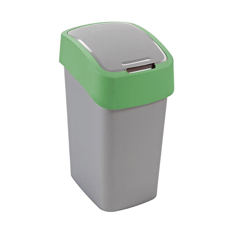 Cuver affaldsspand, til affaldssortering, med låg, grå, grøn ramme, 25 l, Flip Bin