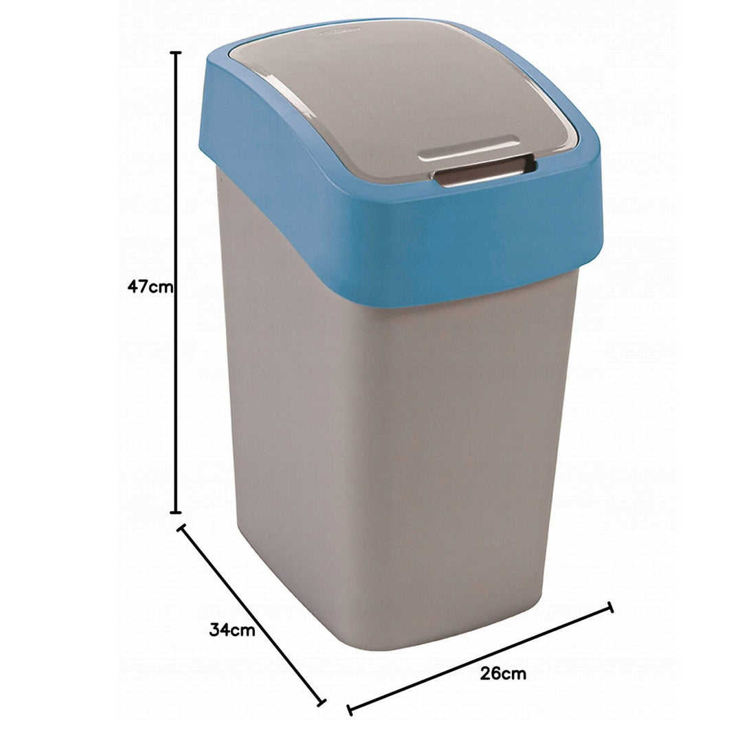 Cuver affaldsspand, til affaldssortering, med låg, grå, blå ramme, 25 l, Flip Bin