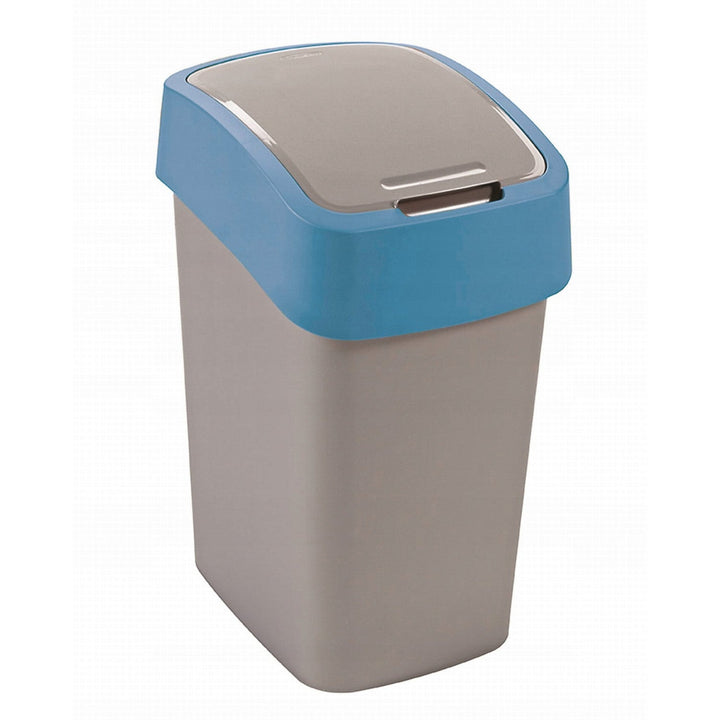 Cuver affaldsspand, til affaldssortering, med låg, grå, blå ramme, 25 l, Flip Bin