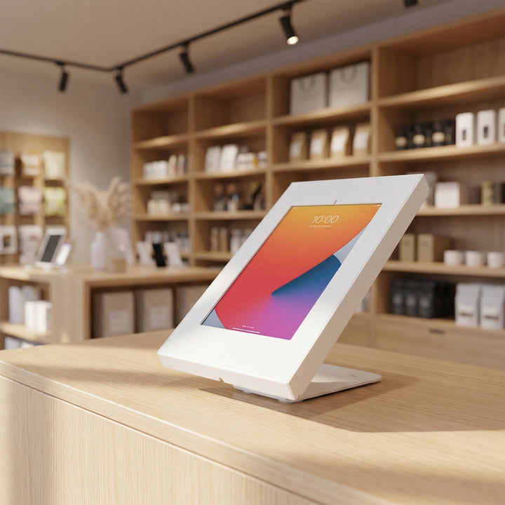 Maclean reklamestativ til tablet, væg-/bordmodel med lås, 9,7"-11", iPad/iPad Air/iPad Pro, Samsung Galaxy Tab A/Tab A7/Tab S6 Lite, MC-475W