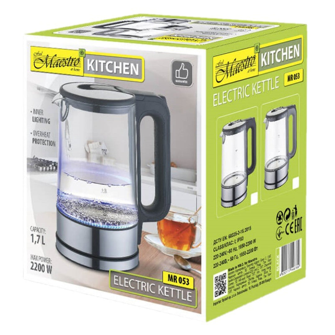 Elektrisk kedel i glas 1,7 l 2200 W Maestro MR-053