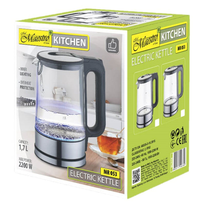 Elektrisk kedel i glas 1,7 l 2200 W Maestro MR-053