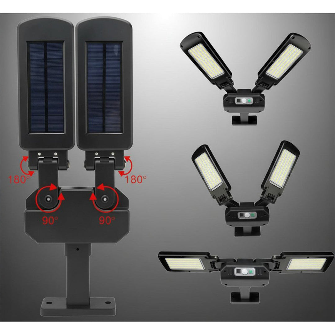Solcellelampe med bevægelsessensor og fjernbetjening Maclean IP54, 5W, 2x450lm, 6500K, Li-ion 2400 mAh, 3 driftsindstillinger MCE447
