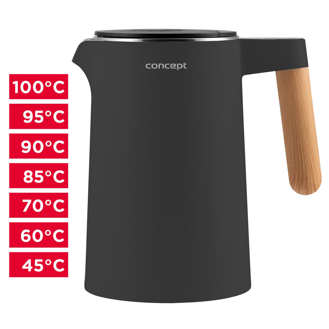 1,5 l elkedel med temperaturregulering Concept RK3302 antracit