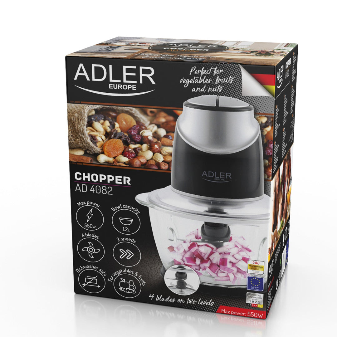 Adler AD 4082 300W kompostkværn med glasskål og rustfri stålknive