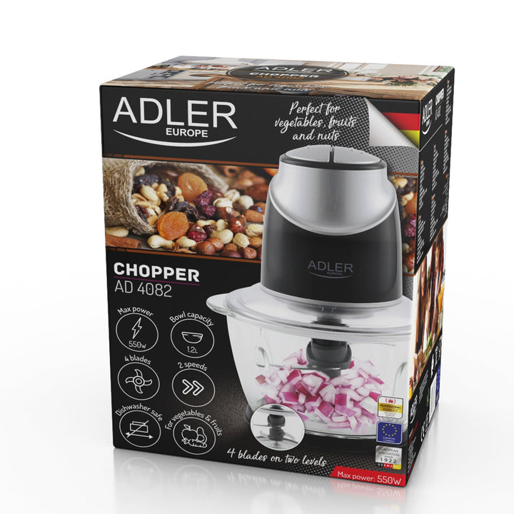 Adler AD 4082 300W kompostkværn med glasskål og rustfri stålknive