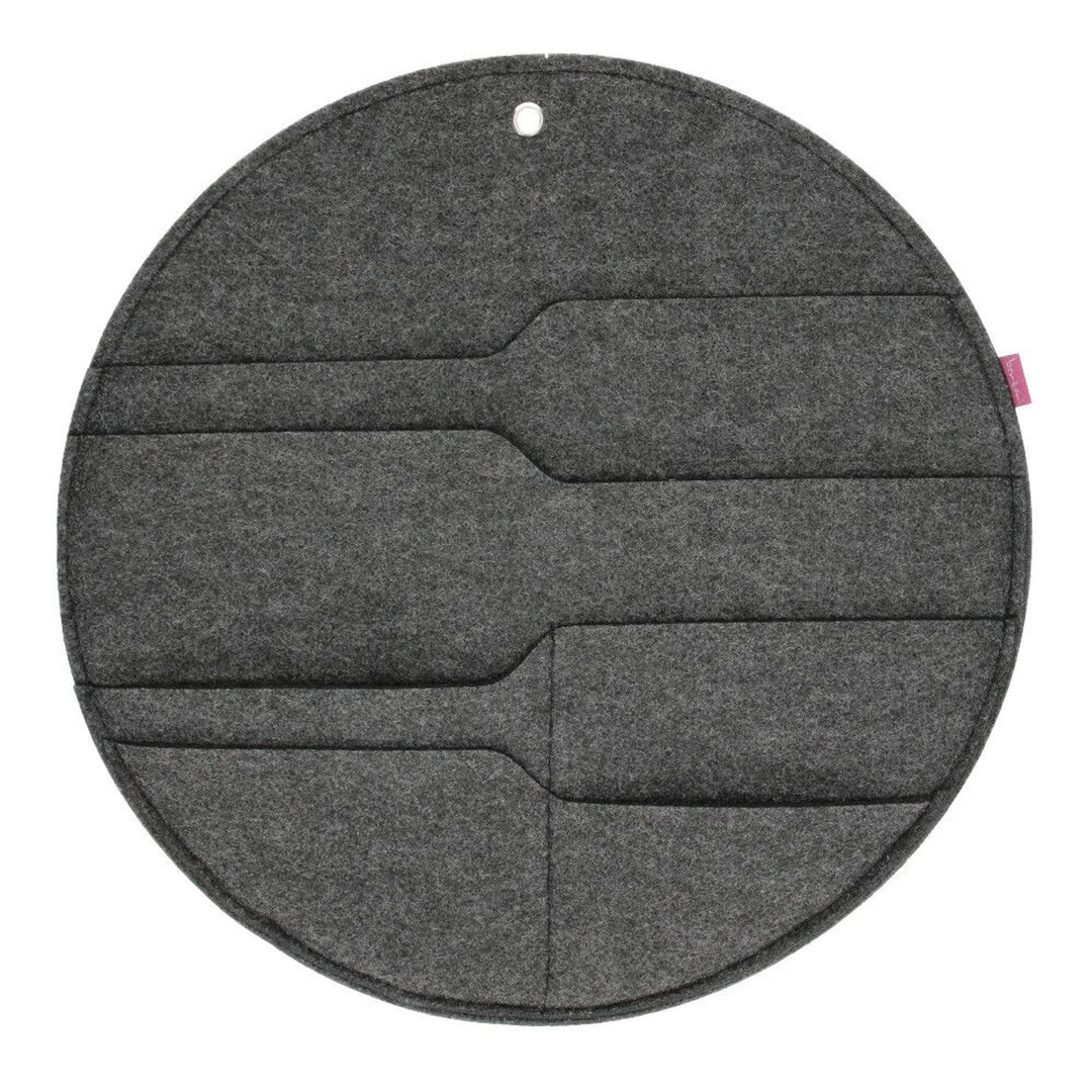 Bertoni vægorganizer i filt, cirkel XL, diameter 45 cm – antracit, 4 lommer
