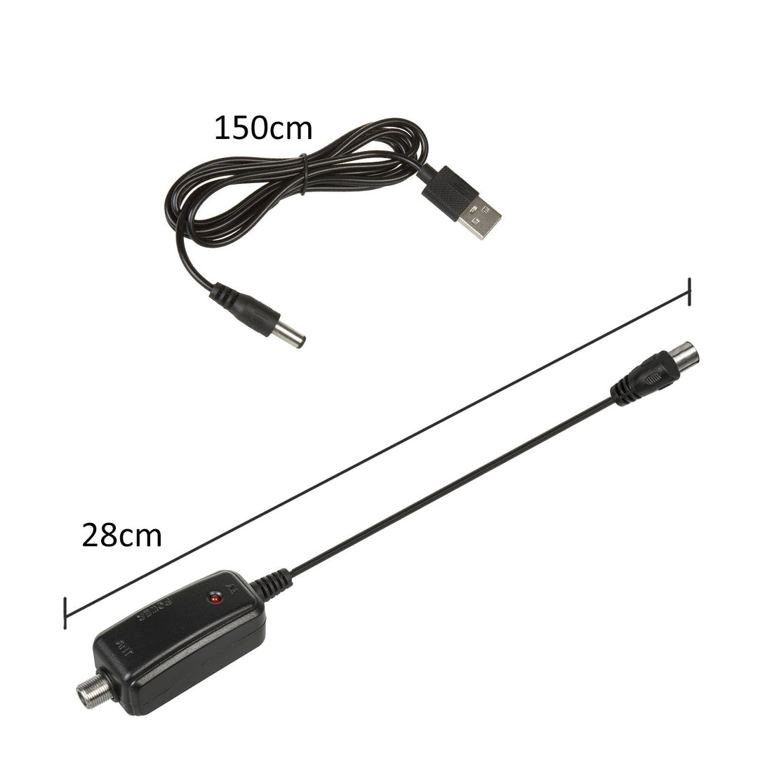 Direktioneret TV-antenne DVB-T MUX 8 + USB-strømforsyning 5 V
