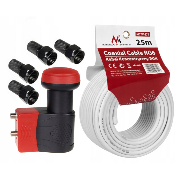 Satellitkonverter twin SAT Maclean 4K 8K + HDMI-kabel