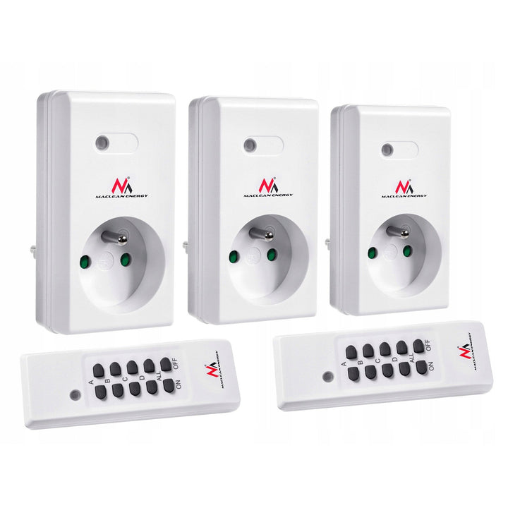 Trådløse stikkontakter MCE153 3 stk. 3600 W + 2 fjernbetjeninger + batterier til fjernbetjeninger
