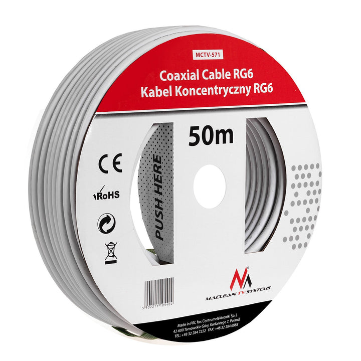 Maclean MCTV-671 quad-konverter + 50 m kabel, stik