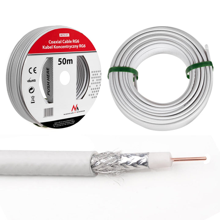 Maclean MCTV-671 quad-konverter + 50 m kabel, stik