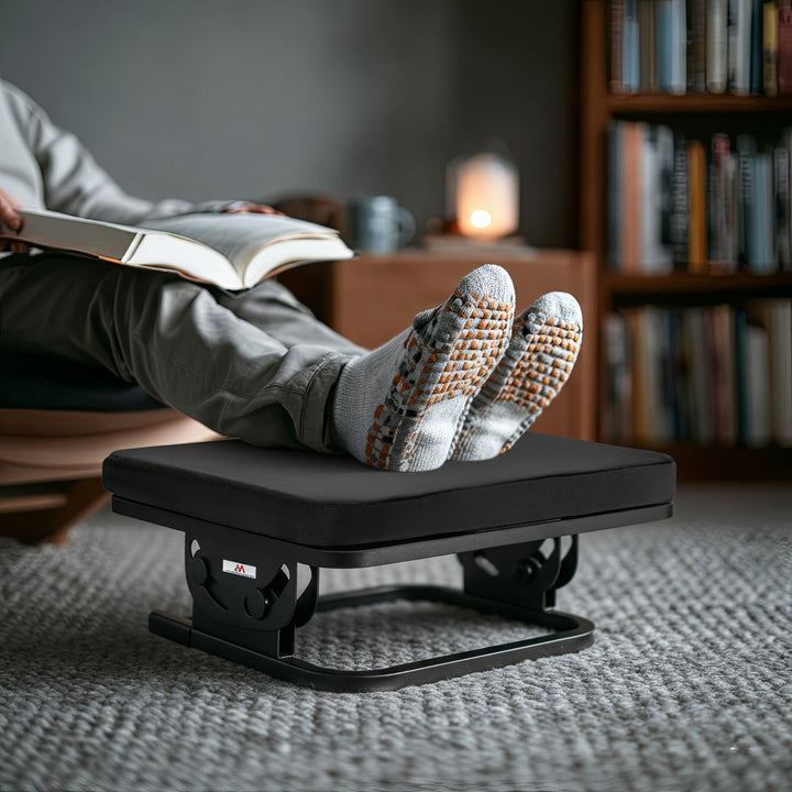 Maclean ergonomisk fodstøtte, fodstøtte, jævn justerbar hældningsvinkel, aftageligt pude, MC-460