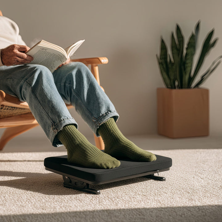 Maclean ergonomisk fodstøtte, fodstøtte, jævn justerbar hældningsvinkel, aftageligt pude, MC-460