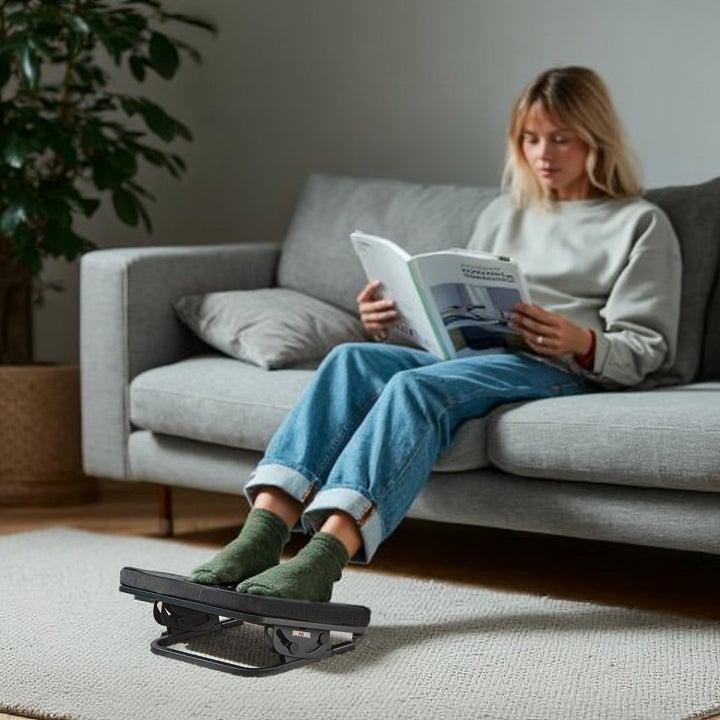 Maclean ergonomisk fodstøtte, fodstøtte, jævn justerbar hældningsvinkel, aftageligt pude, MC-460
