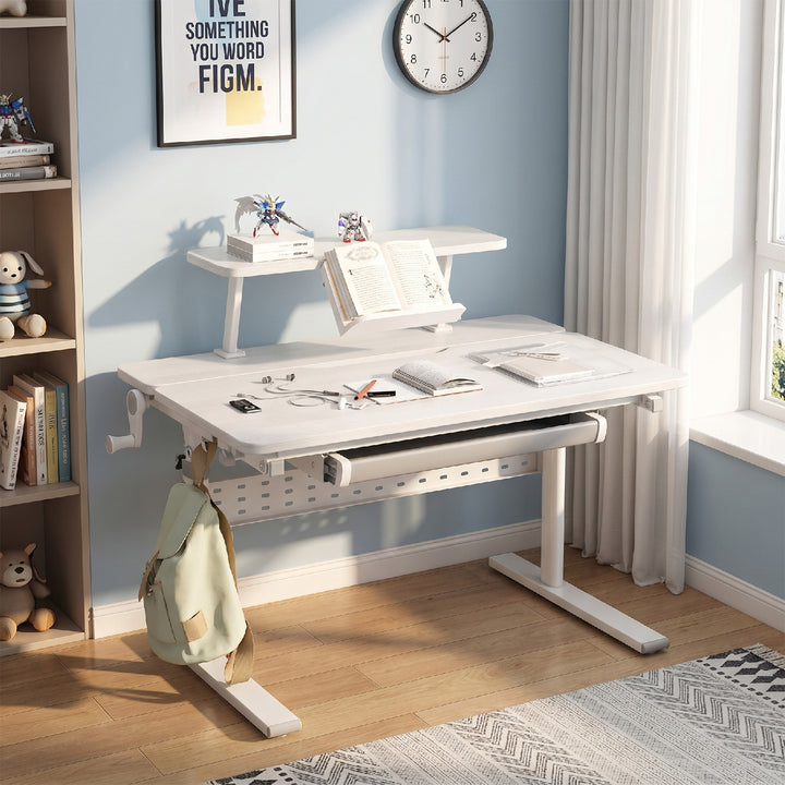 Ergo Office børneskrivebord, højdejusterbart, gråt, maks. 40 kg, 900 x 600 mm, ER-483