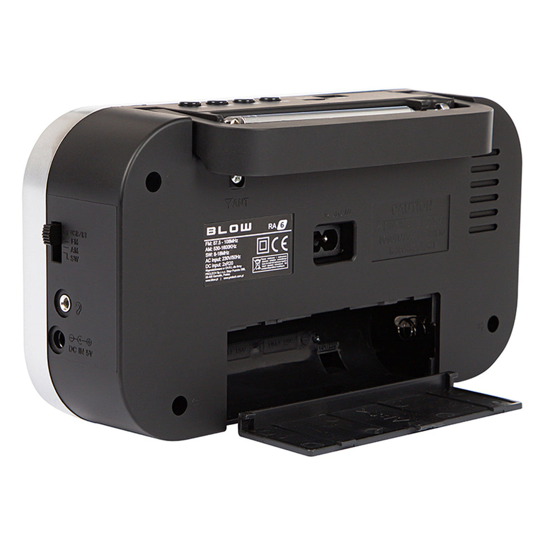 RA6 bærbar analog AM/FM-radio, batteri- og netstrømforsyning Blow