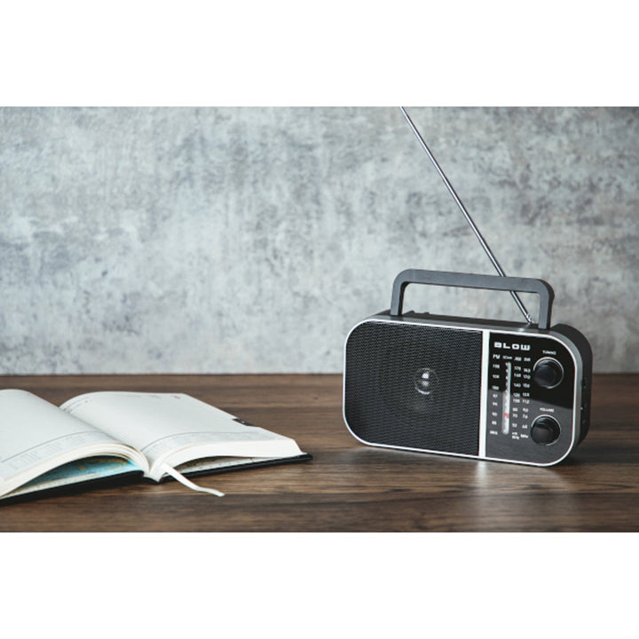 RA6 bærbar analog AM/FM-radio, batteri- og netstrømforsyning Blow