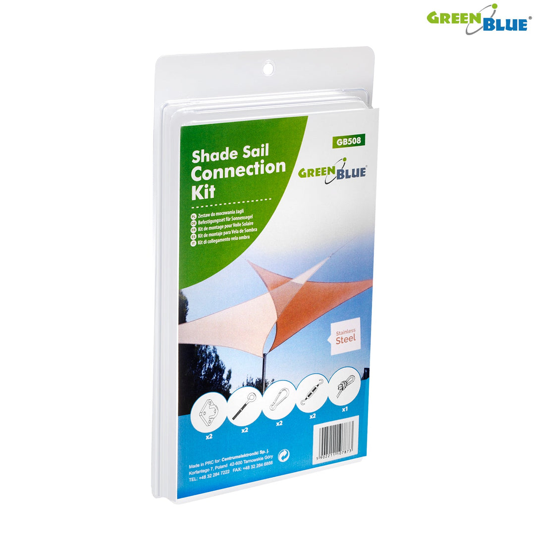 UV GreenBlue solsejl til haven, polyester, 5 m², cremefarvet + monteringssæt