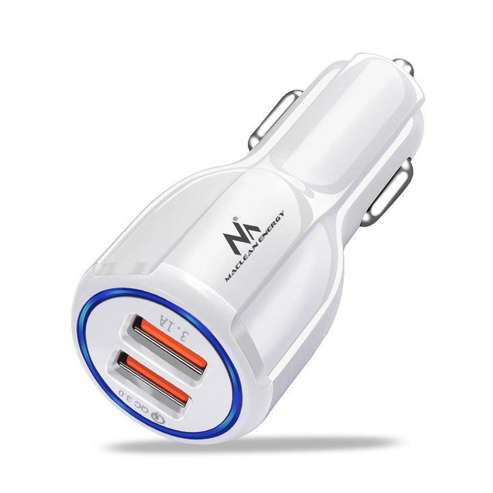 Maclean biloplader, Qualcomm Quick Charge, QC 3.0 - 5V/3A, 9V/1,8A, 12V/1,6A, 5V/3,1A-stik med USB Lightning-kabel
