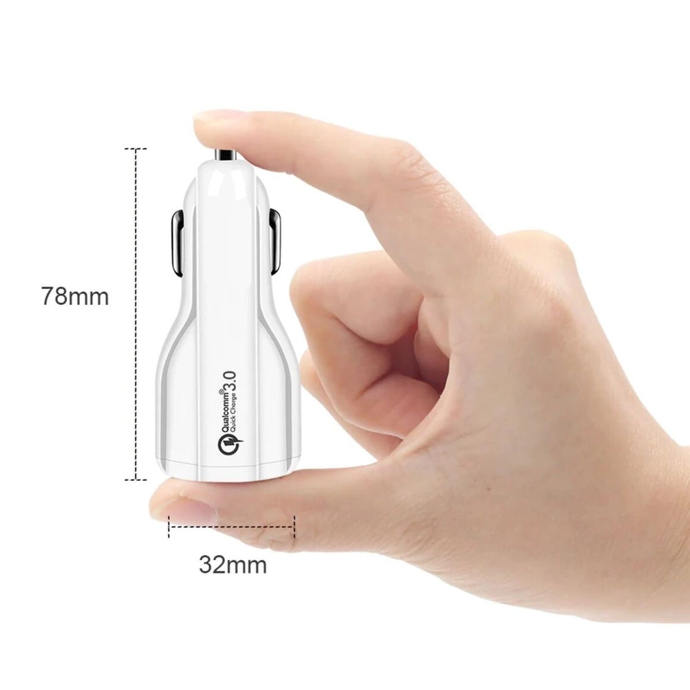 Maclean biloplader, Qualcomm Quick Charge, QC 3.0 - 5V/3A, 9V/1,8A, 12V/1,6A, 5V/3,1A-stik med USB Lightning-kabel