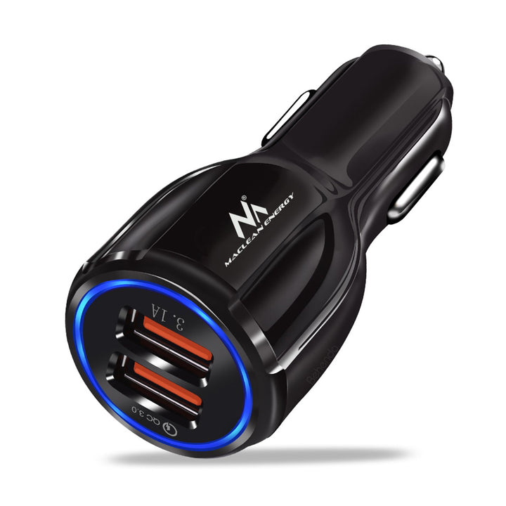 Maclean biloplader, Qualcomm Quick Charge, QC 3.0 - 5V/3A, 9V/1,8A, 12V/1,6A, 5V/3,1A-stik med USB Lightning-kabel