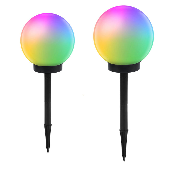 GreenBlue solcellelampe til haven, kugleformet, 15 x 48 cm, farvet LED RGB, GB122 + 25 x 58 cm GB166