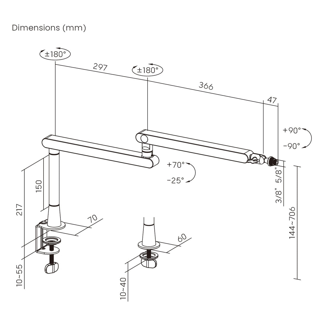 Professionel mikrofonholder fra Maclean, arm, maks. 2 kg, MC-971