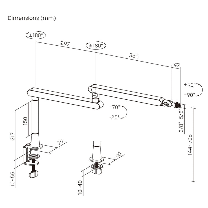 Professionel mikrofonholder fra Maclean, arm, maks. 2 kg, MC-971