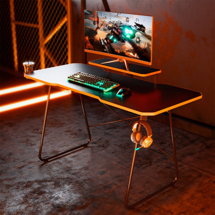 Gaming-skrivebord med hylde til skærm NanoRS, maks. 50 kg, højde 850 mm, sort, RS170
