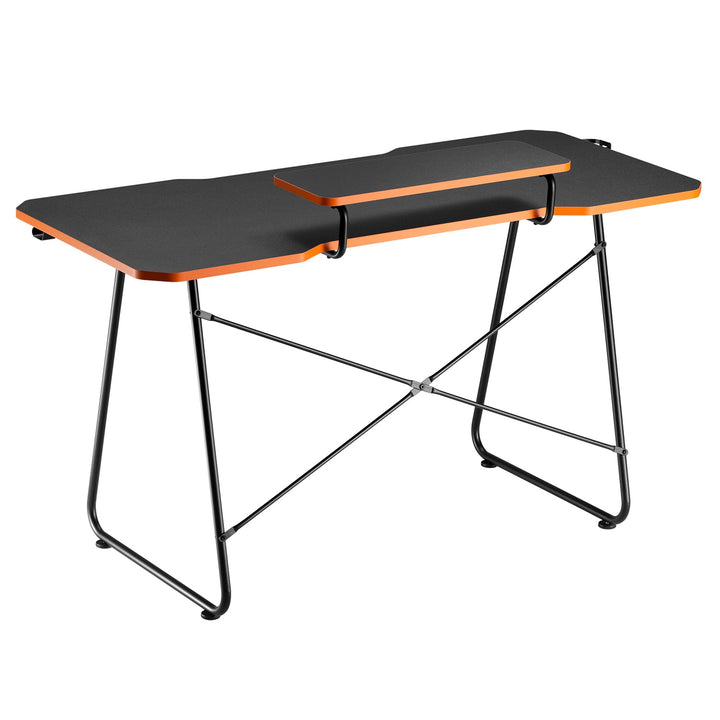 Gaming-skrivebord med hylde til skærm NanoRS, maks. 50 kg, højde 850 mm, sort, RS170