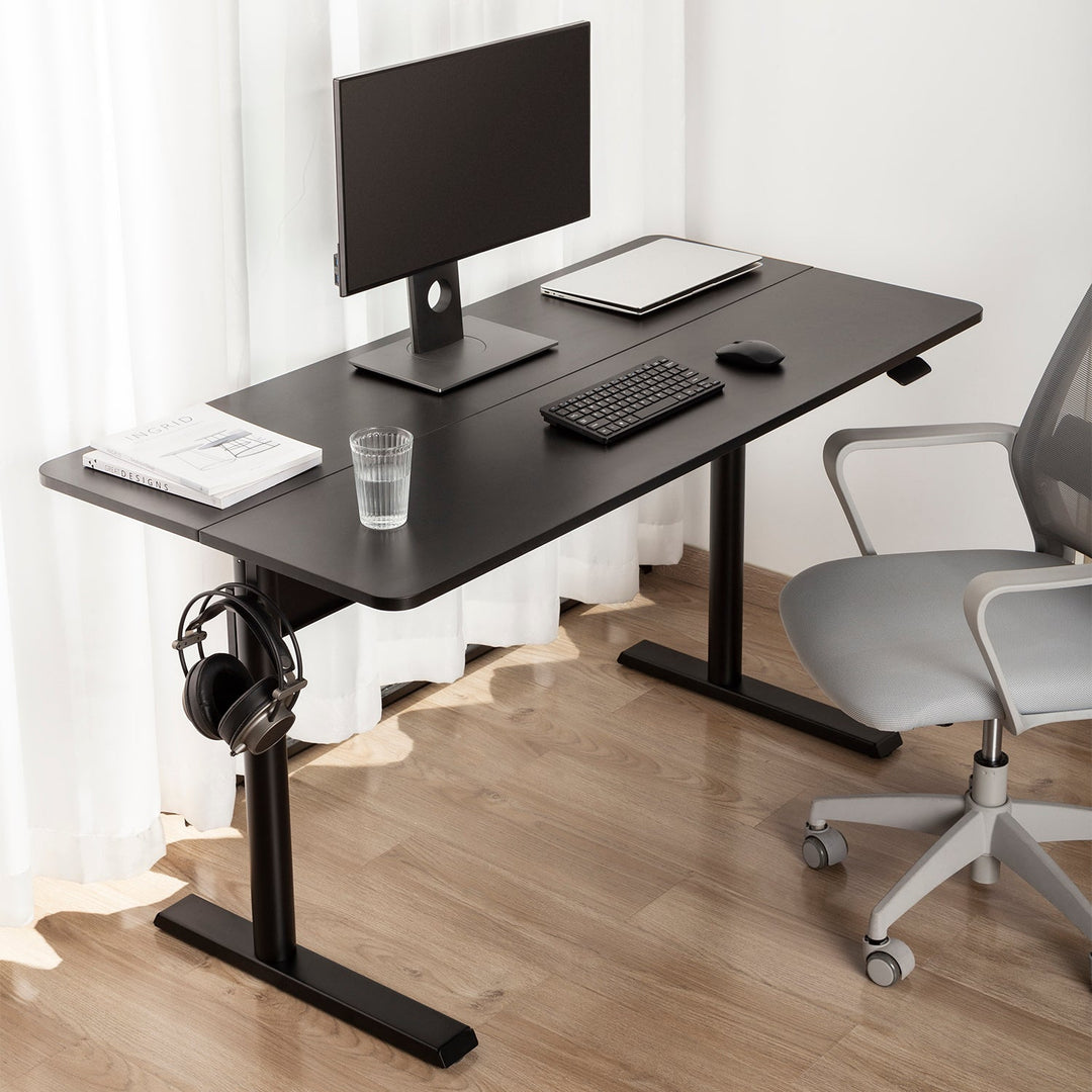Skrivebord med bordplade 140x68 cm Ergo Office, gasfjeder, højdejustering, til stående og siddende arbejde, maks. højde 115 cm, ER-453
