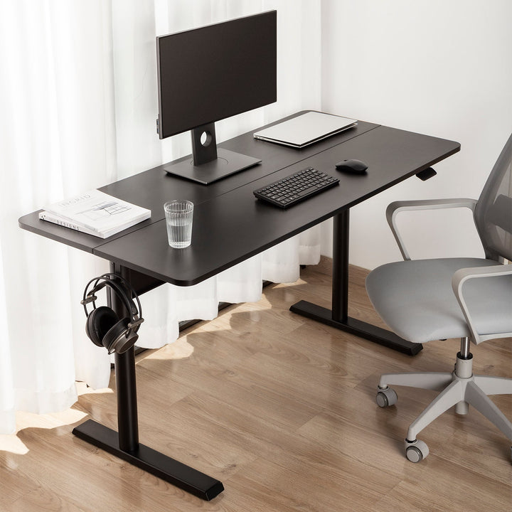 Skrivebord med bordplade 140x68 cm Ergo Office, gasfjeder, højdejustering, til stående og siddende arbejde, maks. højde 115 cm, ER-453