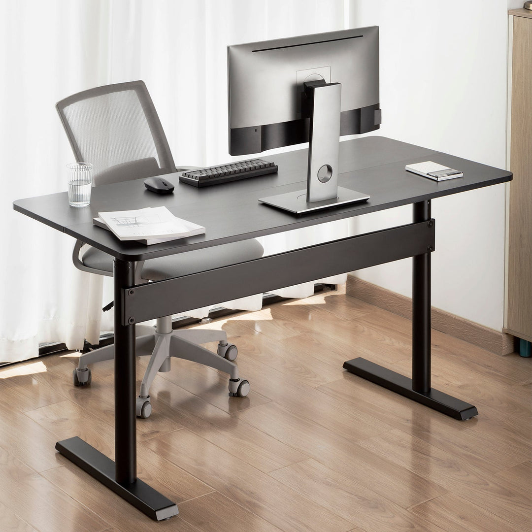 Skrivebord med bordplade 140x68 cm Ergo Office, gasfjeder, højdejustering, til stående og siddende arbejde, maks. højde 115 cm, ER-453