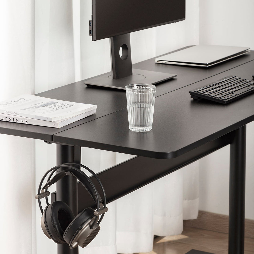 Skrivebord med bordplade 140x68 cm Ergo Office, gasfjeder, højdejustering, til stående og siddende arbejde, maks. højde 115 cm, ER-453